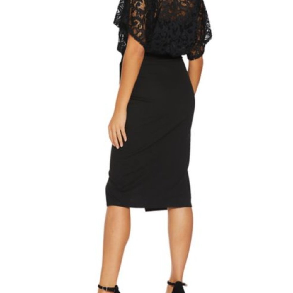 Black Batwing-Sleeve Blouson Dress - Picture 3 of 3